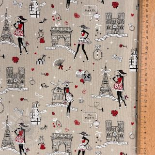Tkanina dekoracyjna Linenlook Cute Paris multico