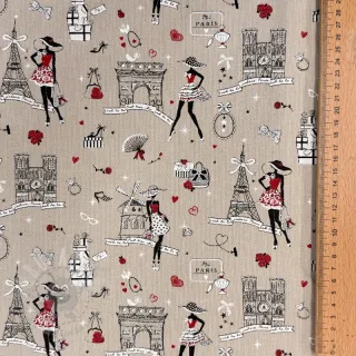 Tkanina dekoracyjna Linenlook Cute Paris multico