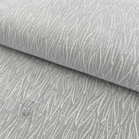 Muślin double gauze Leaves light grey