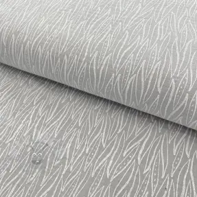 Muślin double gauze Leaves light grey