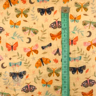 Muślin double gauze Butterflies soft yellow digital print