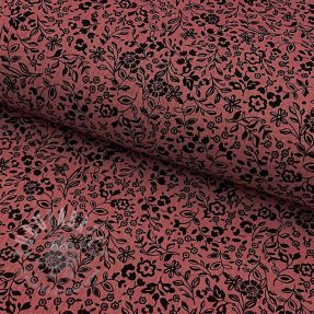 Muślin double gauze Paisley flowers bordeaux