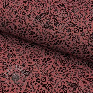 Muślin double gauze Paisley flowers bordeaux