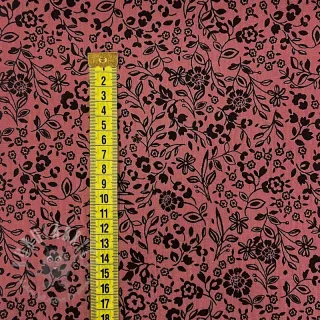 Muślin double gauze Paisley flowers bordeaux