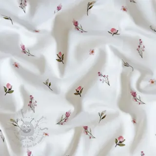 Jersey Rabbits and flowers TOSSSED white digital print