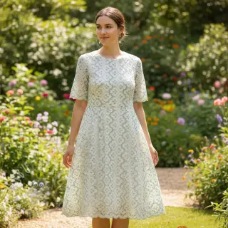 Bawełniana tkanina EMBROIDERY Lilian mint