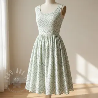 Bawełniana tkanina EMBROIDERY Lilian mint