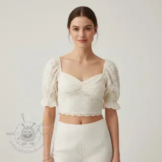 Bawełniana tkanina EMBROIDERY Rosemary white