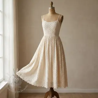 Bawełniana tkanina EMBROIDERY Rosemary off white
