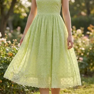 Bawełniana tkanina EMBROIDERY Rosemary lime