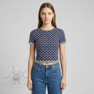 Bawełniana tkanina EMBROIDERY Rosemary navy