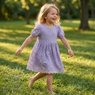Bawełniana tkanina EMBROIDERY Rosemary lilac