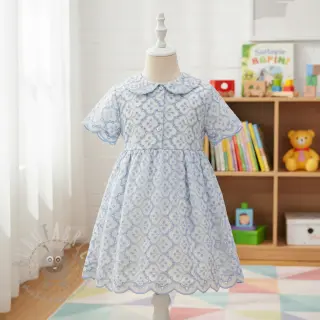 Bawełniana tkanina EMBROIDERY Lilian blue