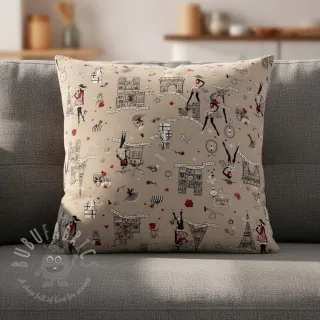 Tkanina dekoracyjna Linenlook Cute Paris multico