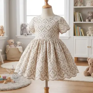 Bawełniana tkanina EMBROIDERY Lilian natural