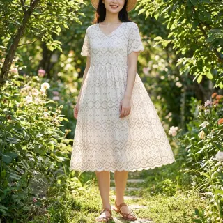 Bawełniana tkanina EMBROIDERY Lilian natural