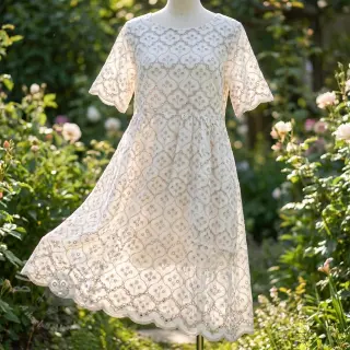Bawełniana tkanina EMBROIDERY Lilian natural