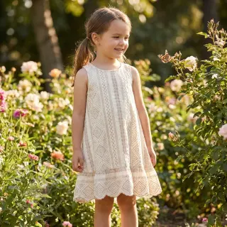 Bawełniana tkanina EMBROIDERY Lilian beige