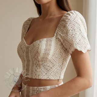 Bawełniana tkanina EMBROIDERY Lilian beige