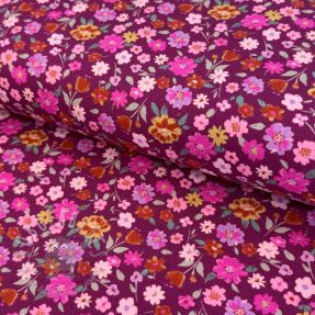 Jersey Flowers cerise digital print ORGANIC