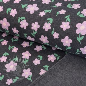 Dresówka drapana Flowers indigo melange