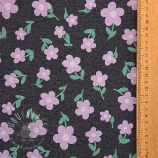 Dresówka drapana Flowers indigo melange