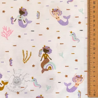 Jersey GLITTER Mermaids white digital print