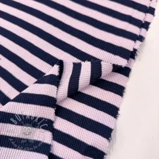 Jersey WAFFLE YARN DYED Stripes navy lilac