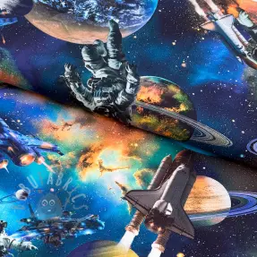 Bawełniana tkanina Space navy digital print