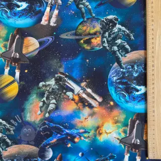 Bawełniana tkanina Space navy digital print