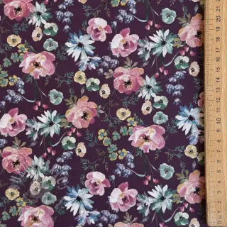 Bawełniana tkanina Flowers Anabell dark purple digital print