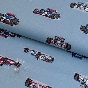 Bawełniana tkanina Cars light blue