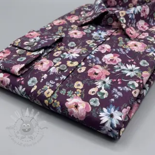 Bawełniana tkanina Flowers Anabell dark purple digital print