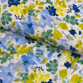 Wiskoza STRETCH Flowers off white digital print