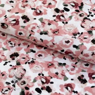 Wiskoza POPLIN STRETCH Flowers white digital print
