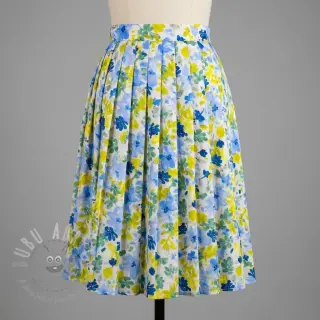 Wiskoza STRETCH Flowers off white digital print