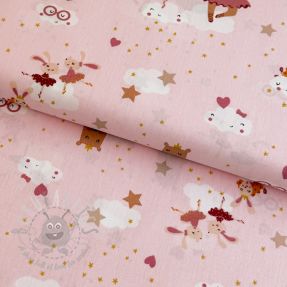 Bawełniana tkanina Sweet ballerina animals powder ORGANIC