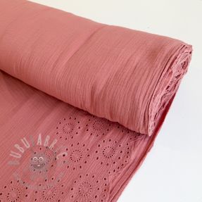 Muślin double gauze 1-side border blush