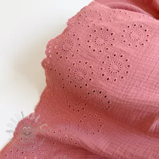 Muślin double gauze 1-side border blush
