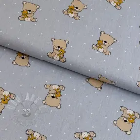 Bawełniana tkanina Sweet bear light grey ORGANIC