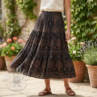 Wiskoza RAYON POPLIN Dark barrock design A