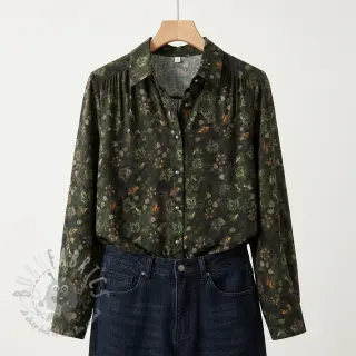 Wiskoza RAYON POPLIN Dark barrock design B