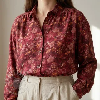 Wiskoza RAYON POPLIN Dark barrock design C