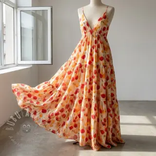 Wiskoza RAYON POPLIN Poppys design C