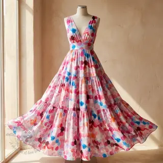 Wiskoza RAYON POPLIN Bouncy design F