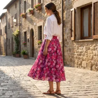 Wiskoza RAYON POPLIN Flower sea design A