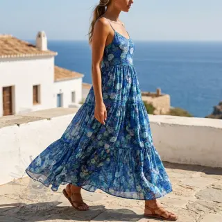 Wiskoza RAYON POPLIN Flower sea design B