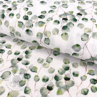 Muślin double gauze Little eucalyptus flowers digital print ORGANIC