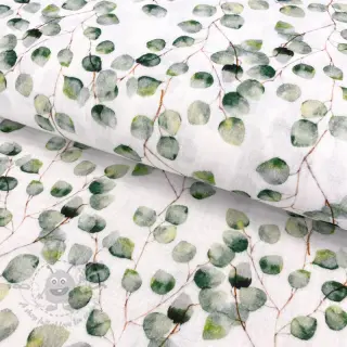 Muślin double gauze Little eucalyptus flowers digital print ORGANIC