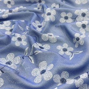 Bawełniana tkanina JEANS Chambre LUXURY JACQUARD Flowers jeans